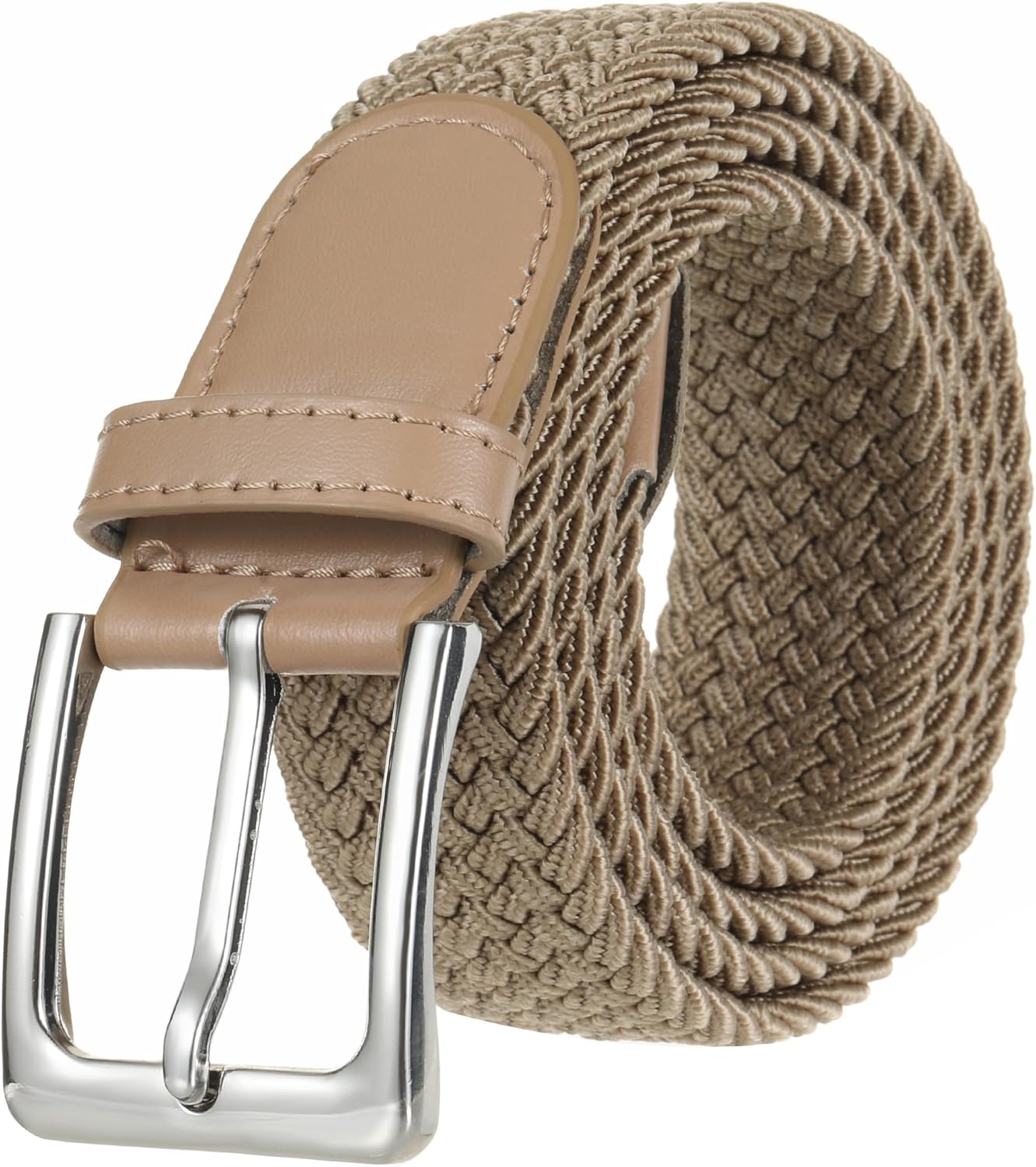 BSLLNEK Elastic Braided Belt, 1 3/8", Woven Stretch Belt for Golf Casual Jeans Shorts Pants