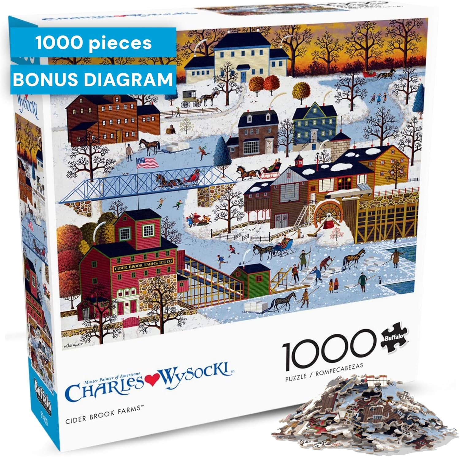 Buffalo Games - Charles Wysocki Festive Winter Scene 1000 Piece Jigsaw Puzzle for Adults and Families