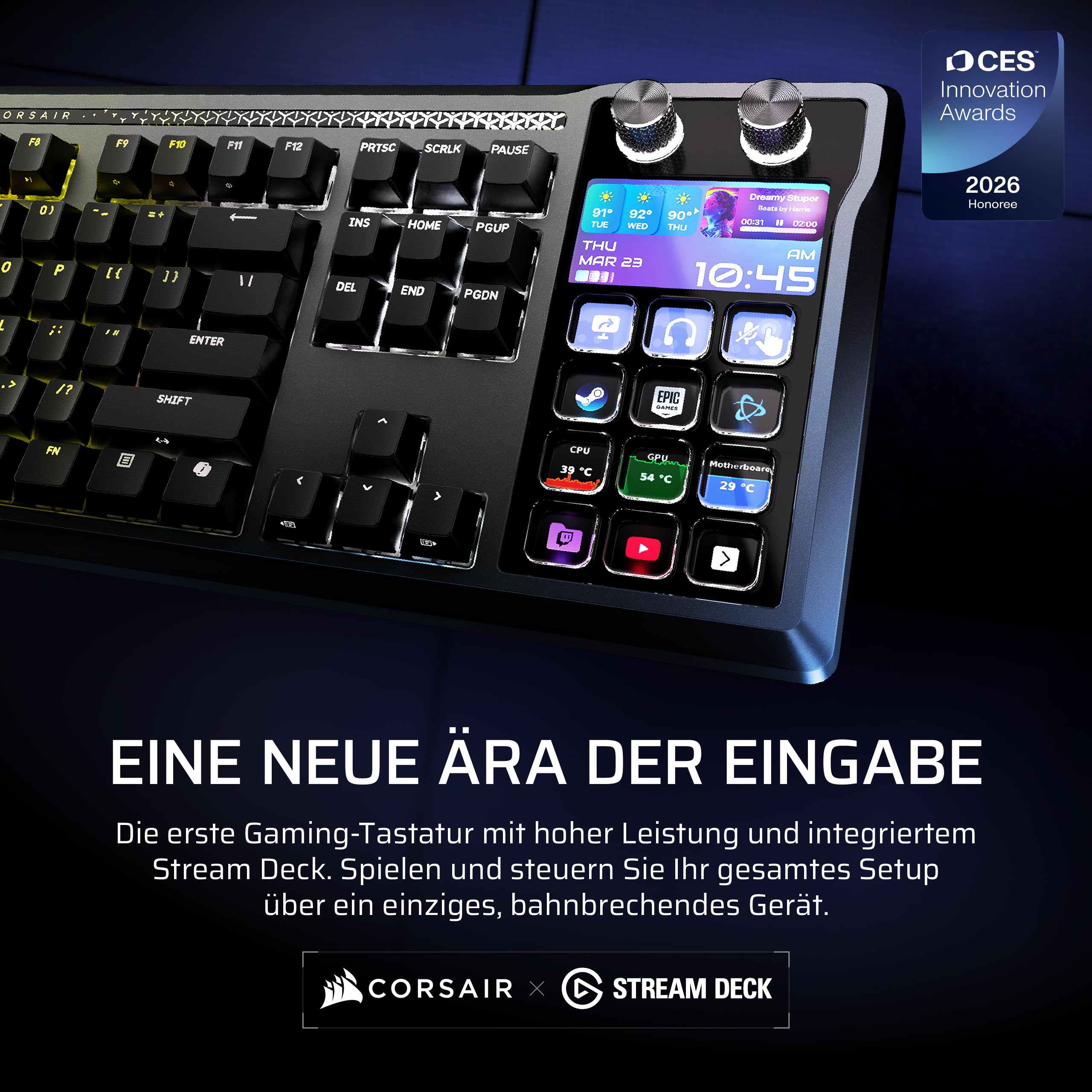Corsair Galleon 100 SD RGB Mechanische Gaming-Tastatur QWERTZ Deutsch, Hotswapping MLX Pulse-Tastenschalter, 8,000Hz