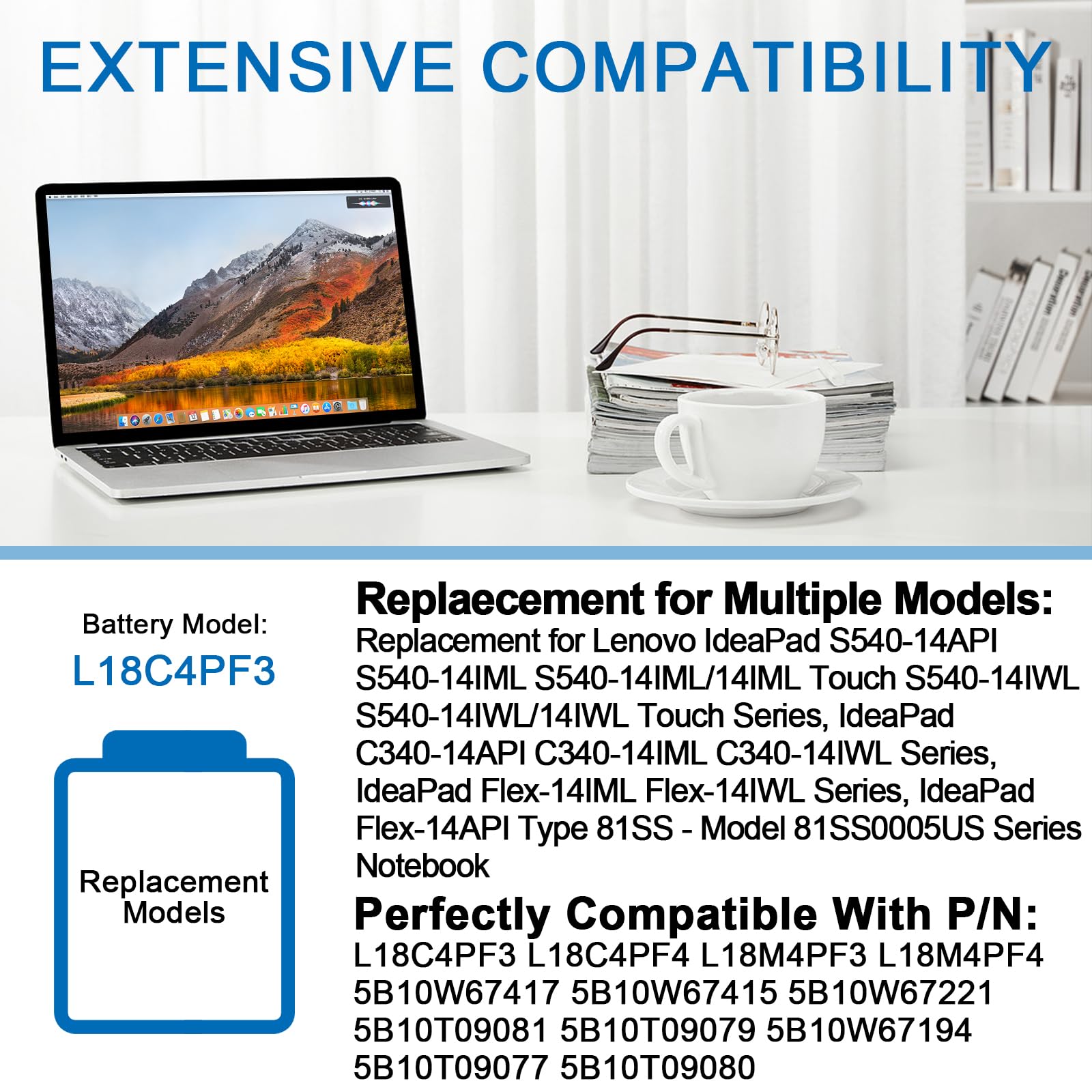 L18C4PF3 L18M4PF3 L18M4PF4 L18C4PF4 Laptop Batteria per Lenovo ideapad C340-14IML C340-14IWL C340-14API S540-14API S540-14IML S540-14IWL Flex-14IML Flex-14IWL Series 5B10T09077 15.36V 45WH