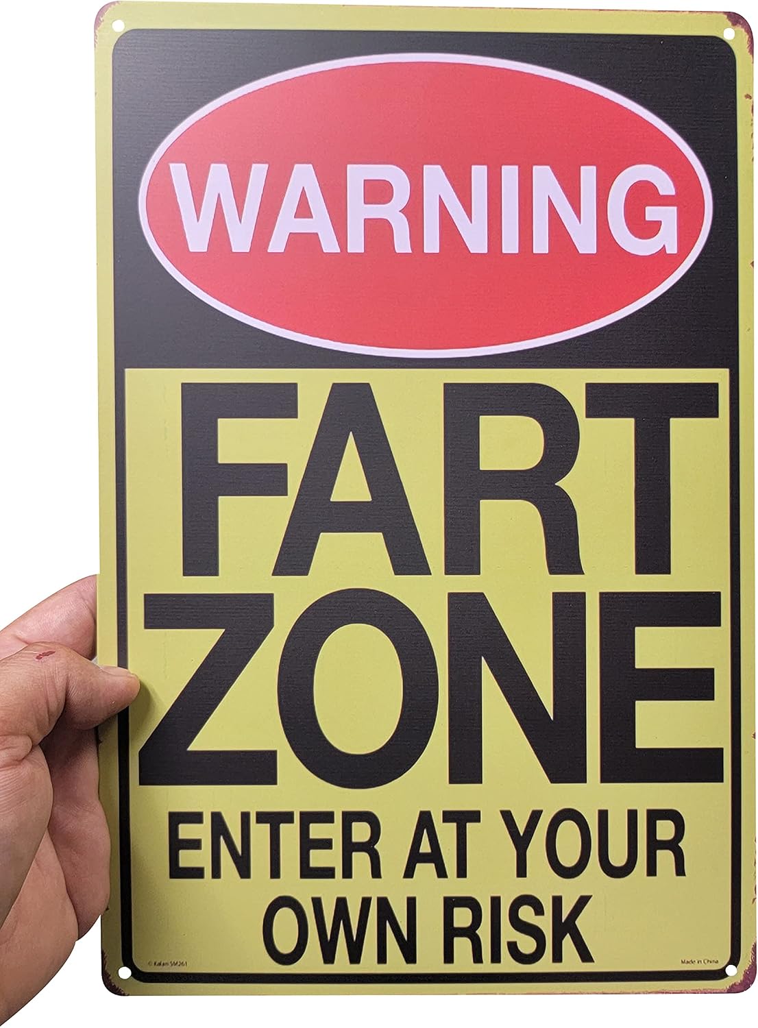 AMERICAN WIT 8" x 12" Metal Tin Sign (Warning Fart Zone Enter at Your OWN Risk) Yellow Background image 3