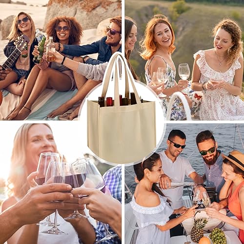 Miniatura 7 de Bolsa de vino para 6 botellas de vino no tejida con divisor, lavable, bolsa de viaje reutilizable, bolsa de viaje portátil para vino, bolsa de