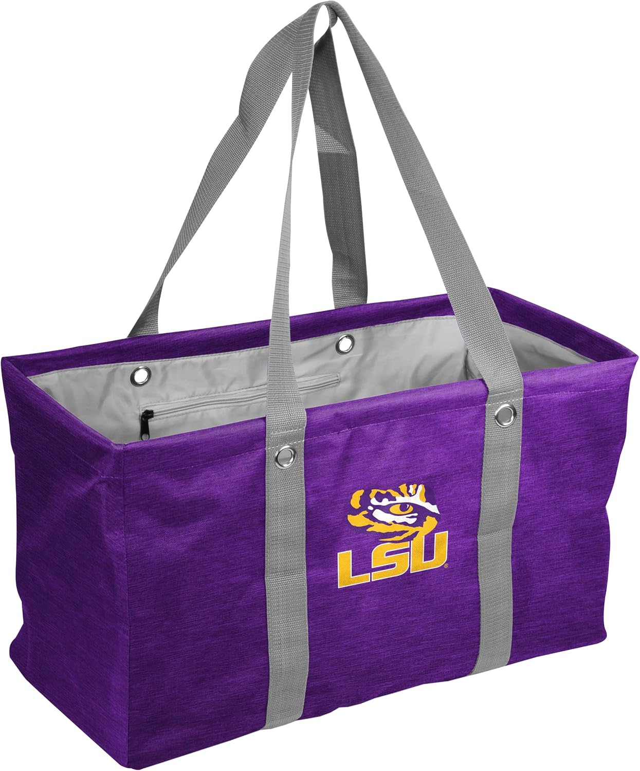 Logo Brands NCAA LSU Tigers Unisex Crosshatch Picnic Caddy – Multipurpose Oversized Tote with Reinforced Handles, Team Logo, and Interior Pocket