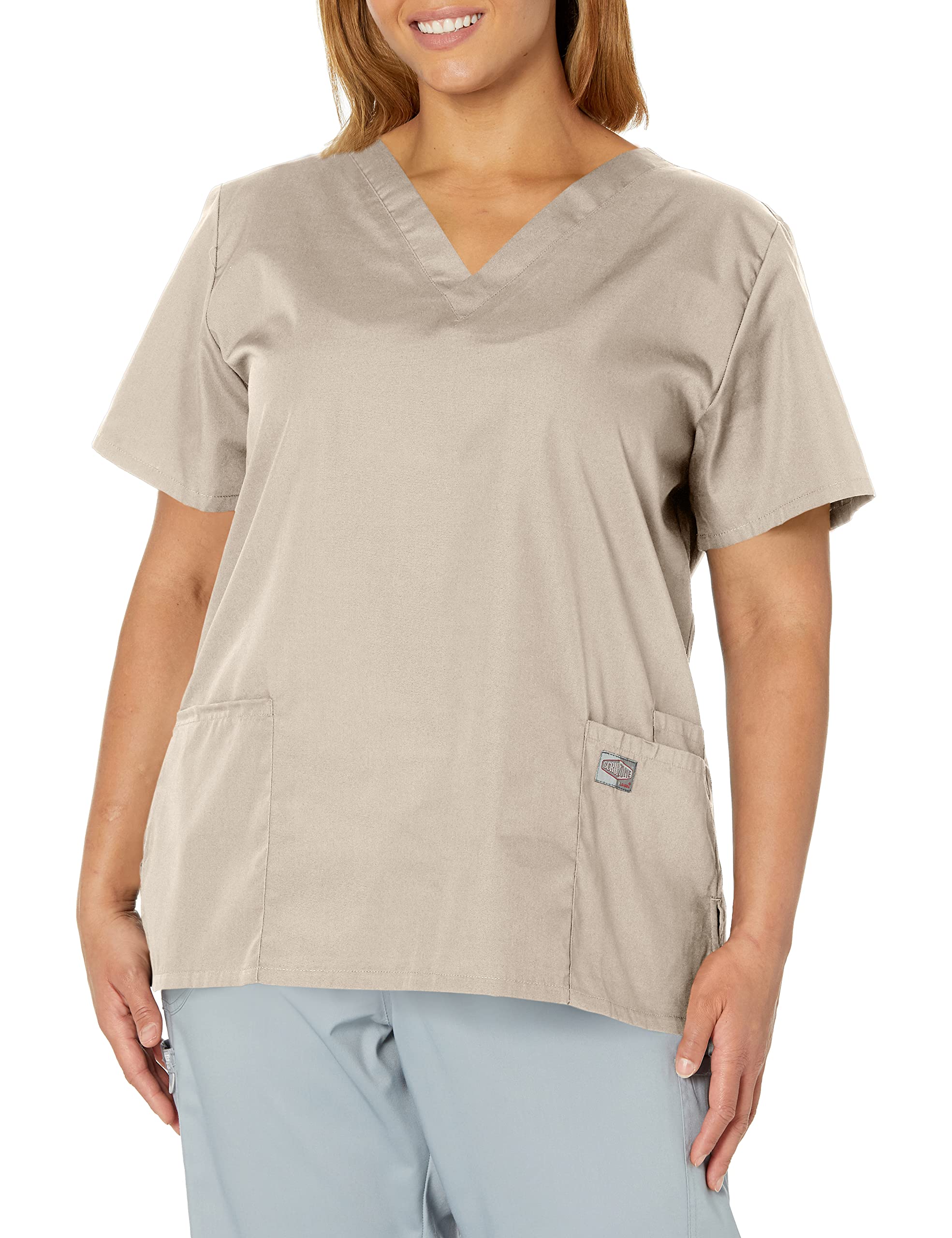 Landau Scrub Zone Relaxed Fit 2-Pocket V-Neck Scrub Top for Women 70221