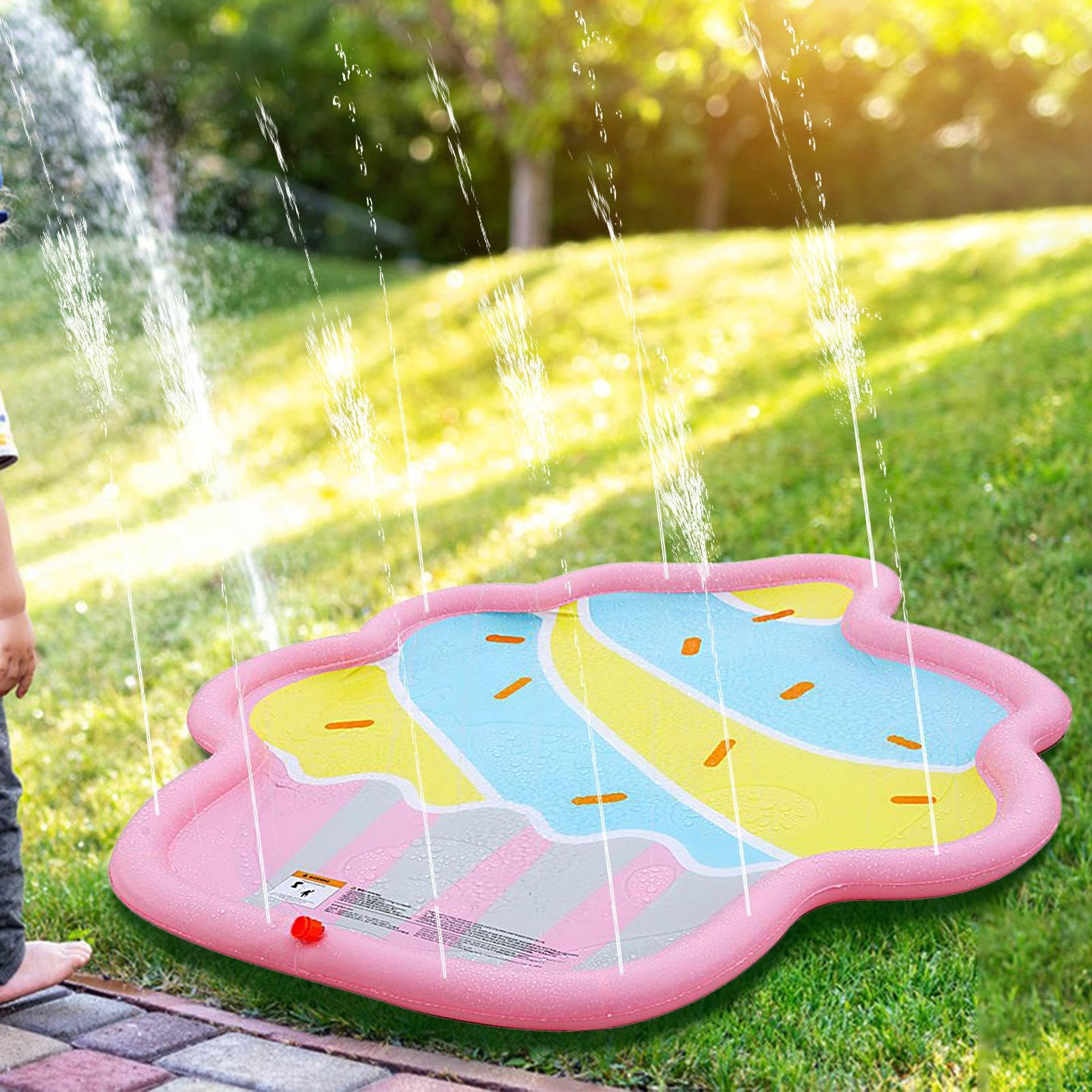 Vasca con Spruzzatore per Bambini - Tappeto Con Schizzi D'Acqua E Piscina Gonfiabile - Attività Estiva Pieghevole Per Esterni Da Giardino E Campeggio