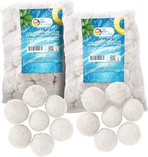 U.S. Pool Supply Bolas de filtro de piscina de 3.0 libras, medios de filtro de fibra ecológicos para filtros de arena de piscina (equivale a 100