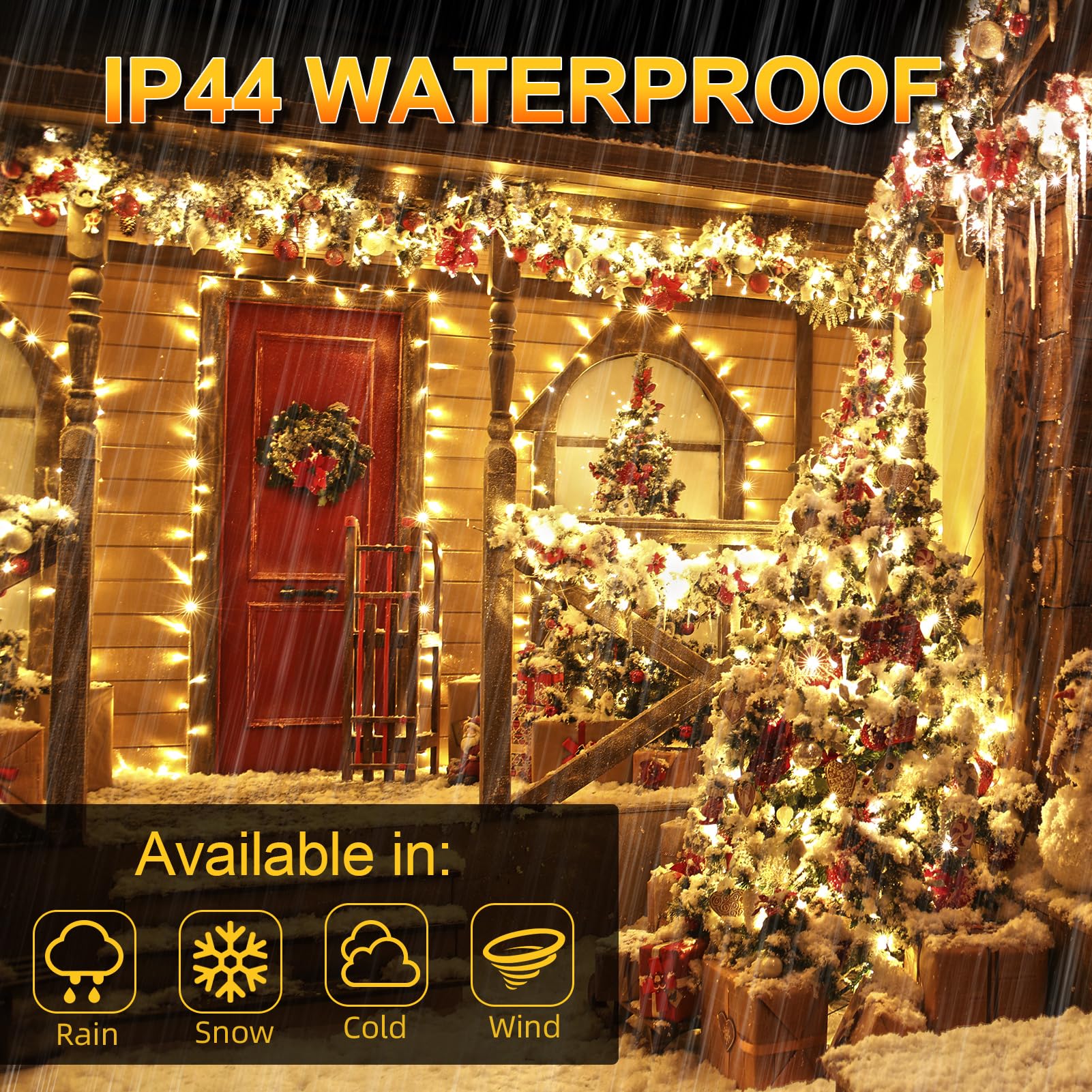 Uping Luci Albero di Natale Luci Natale Esterno Interno 10M 100LED Luci LED per Albero di Natale Bianco Caldo Catena Luminosa da Esterno Natalizie con 8 Modalità IP44 Impermeabile