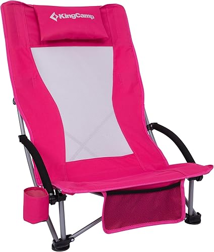 Miniatura 10 de KingCamp Sillas de playa bajas, silla portátil plegable para adultos, asiento ligero extra ancho, 300 libras, mochila de gran tamaño, bolsa de