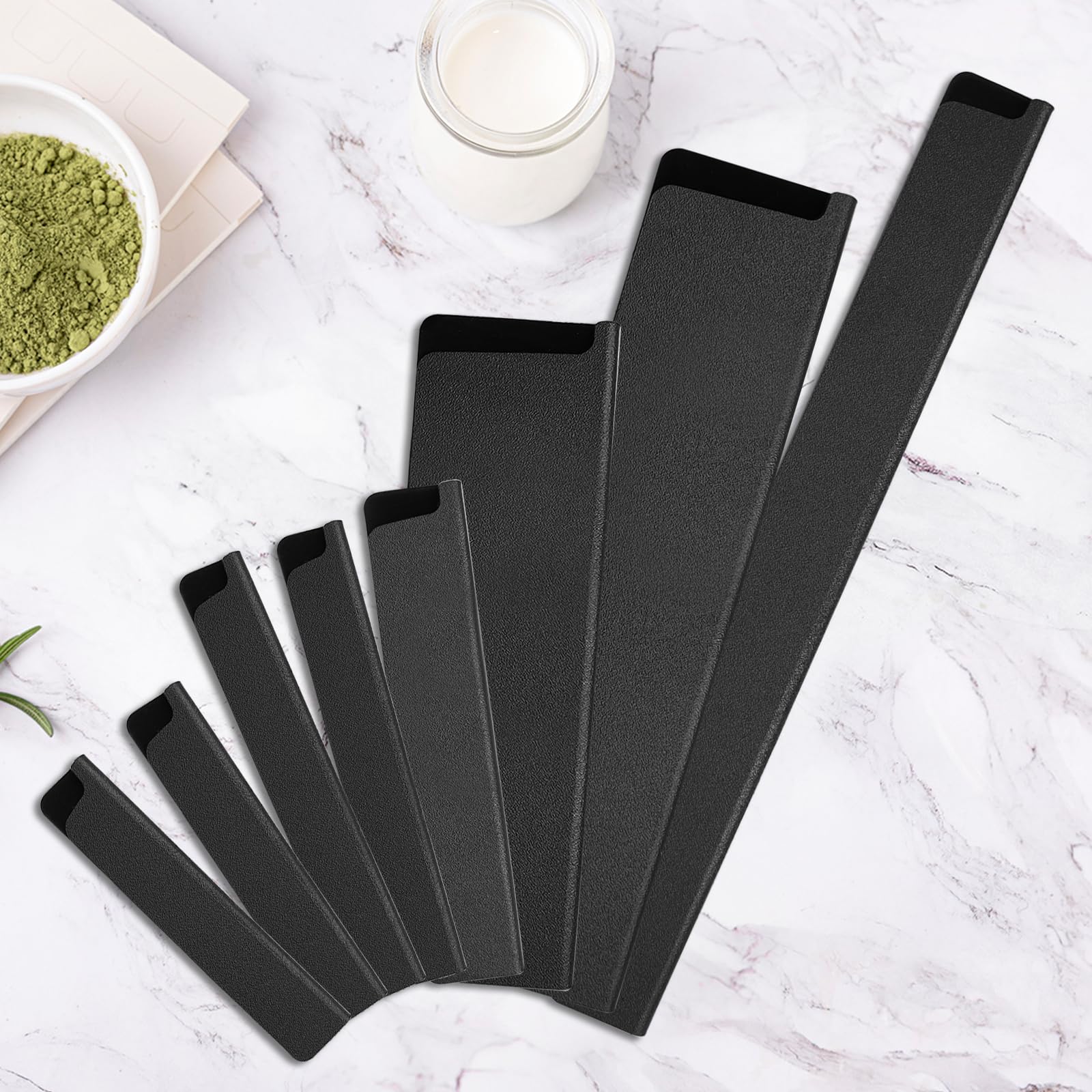 8 Piezas Funda Protectora para Las Cuchillas con Suave Fieltro Interior ABS Funda Cuchillos Cocina Protectores Universales Seis Tamaños Diferentes Puede Proteger Cuchillos Daños (Negro)
