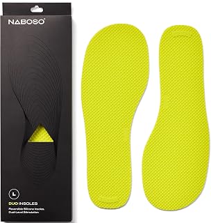 Naboso Plantillas dúo, estimulación de pie de doble cara para reducir la fatiga y aumentar la fuerza del pie, plantillas texturizadas, color Amarillo, talla Large