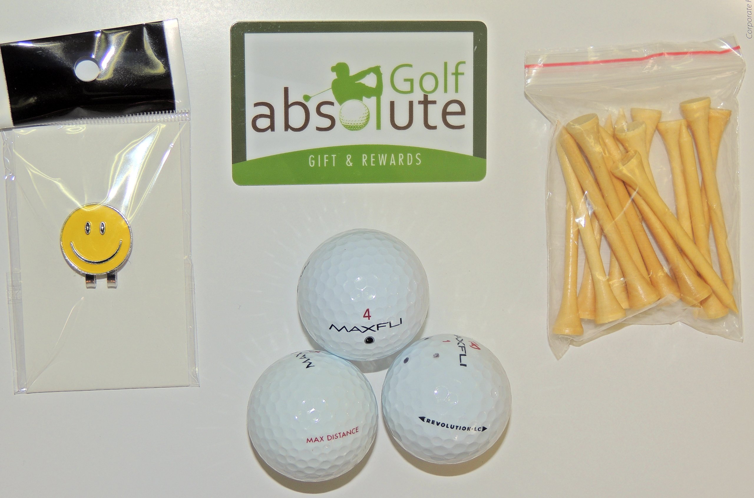 Maxfli 48 Recycled Golf Balls Grade A/B with Free Tee's and Magnetic Smiley Face Golf Ball Marker/Hat Clip