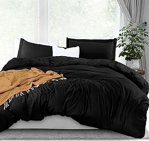 Utopia Bedding Duvet Cover King Size - 3 Piece with Zipper Closure - 1 Comforter Cover 104X90 Inches & 2 Pillow Shams 20X36 Inches (Black) Comforter Not Included