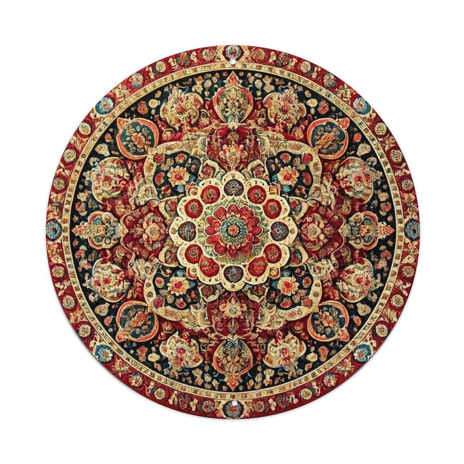 Ornate Floral Central Medallion Design Tin Sign Metal Poster Vintage Metal Signs for Home Man Cave Bar Cafe Kitchen laundry room Wall Decorations Gift 8x8Inch