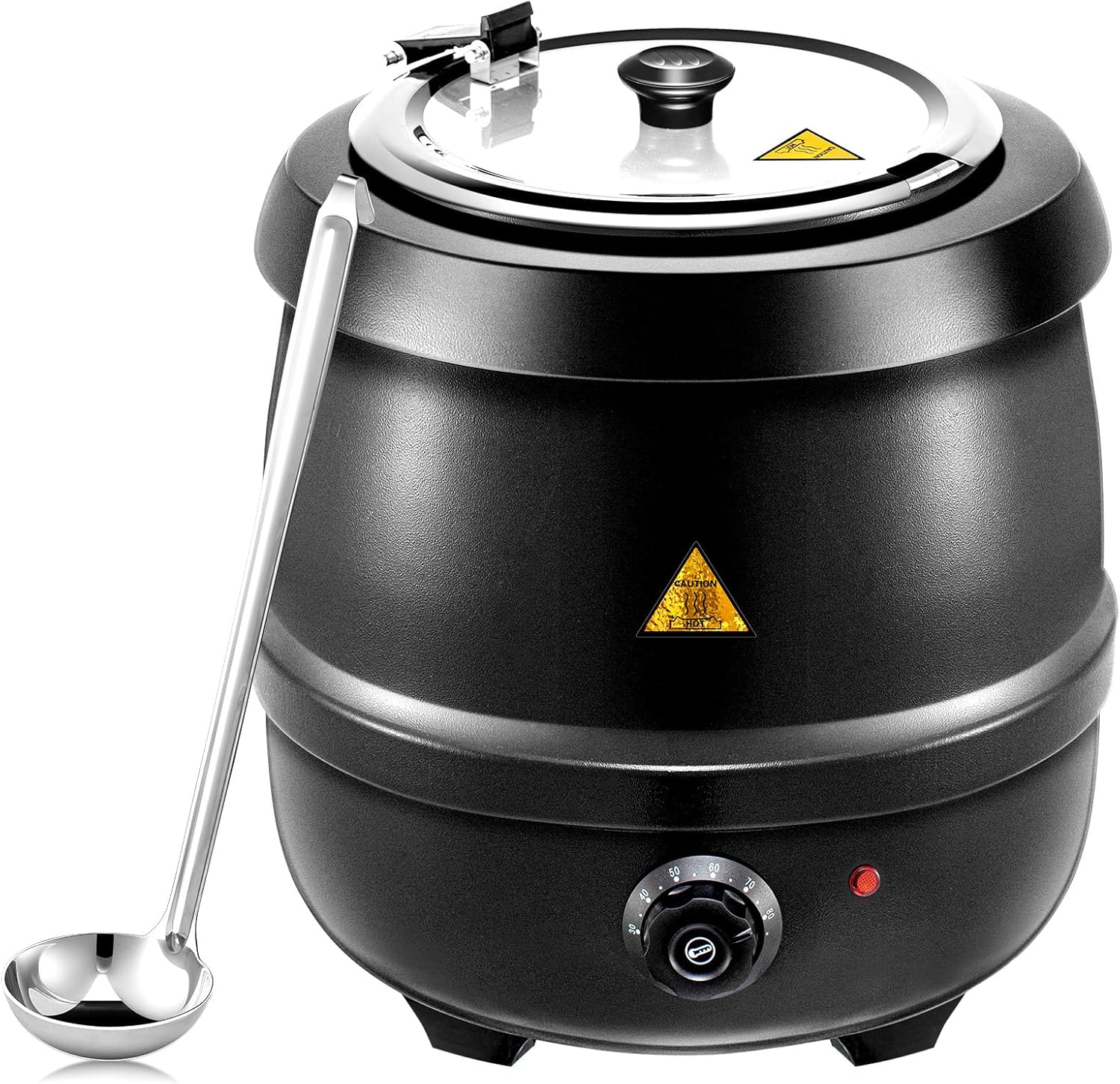suclain 1 10.5 quart commercial soup warmer electric large commercial soup kettle warmer with 2 ladles stainless steel hinged lid detachable pot portable electric pot for family gathering