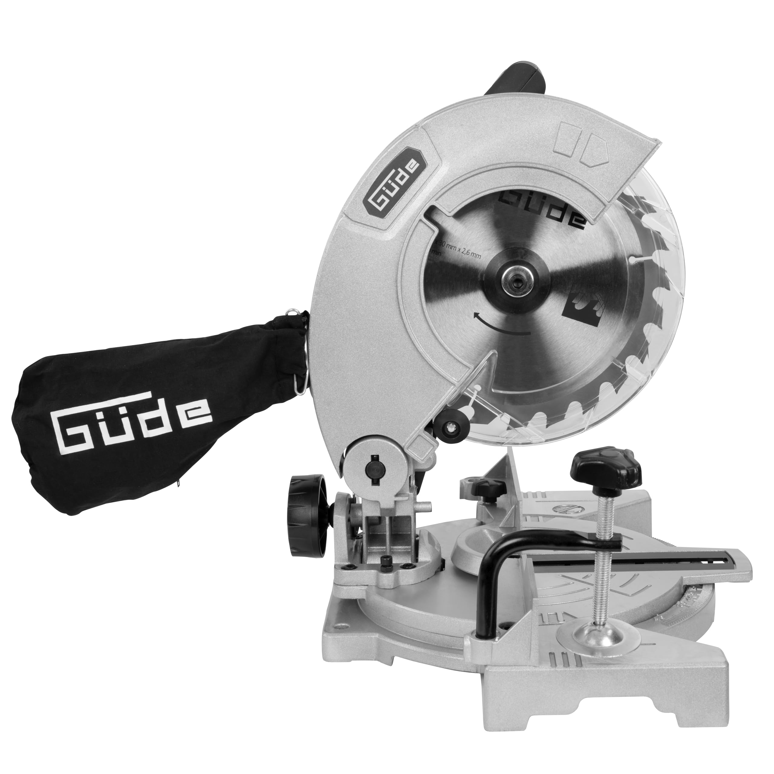 Güde Piła ukośna GKS 2134.1 (230 V, 1100 W, prędkość obrotowa silnika 5500 1/min, średnica brzeszczotu 210 mm, głowica obracana do 45°, zakres cięcia (przy 90°/90°) 60 x 120 mm, skala stopni, w