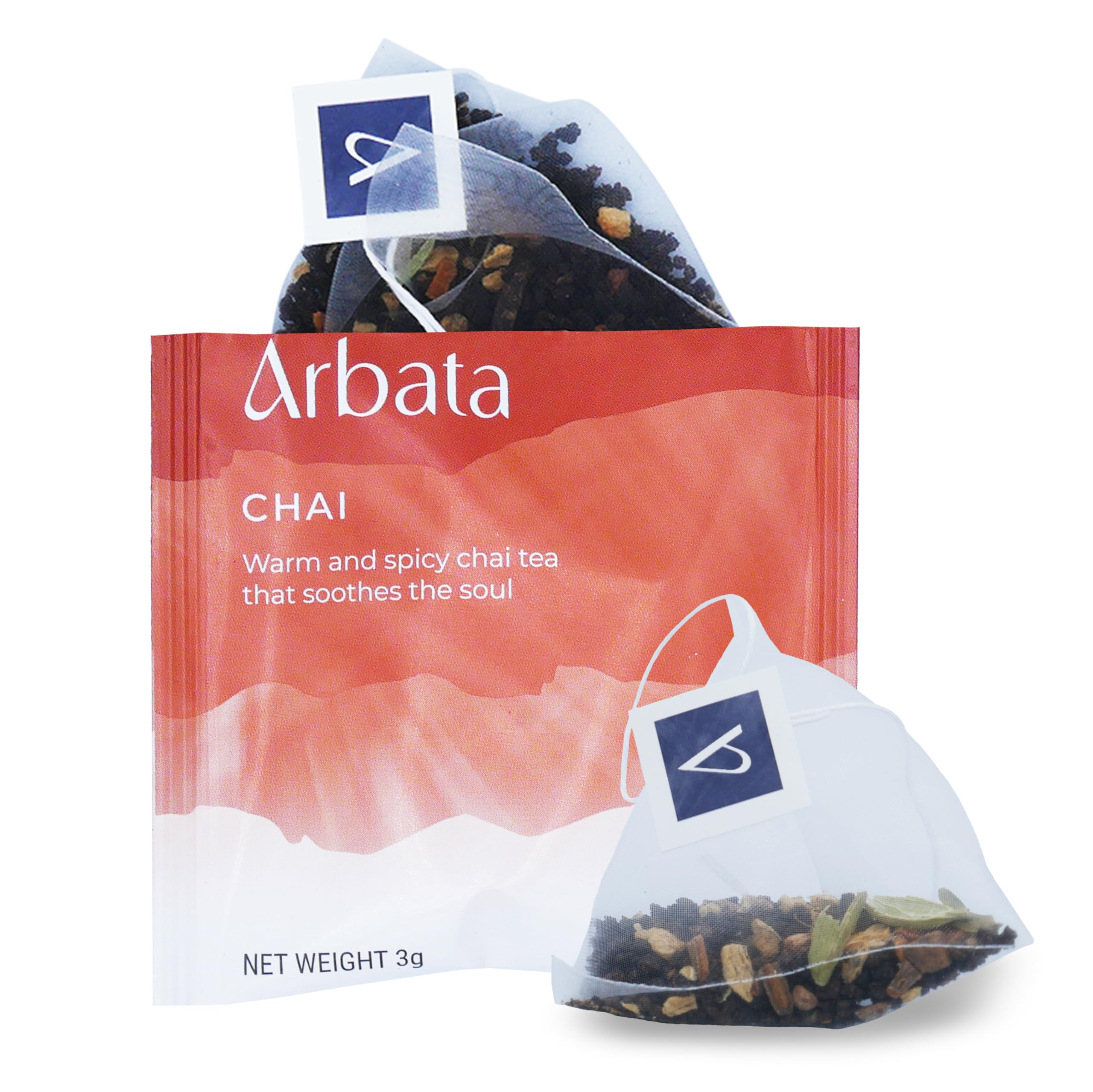 Masala Chai Tea, 12 Pyramid Tea Bags – Artisanal Caffeinated Black Tea with Ginger, Cinnamon, Cardamom & Spices, Naturally Flavored Spiced Chai Tea Sachets