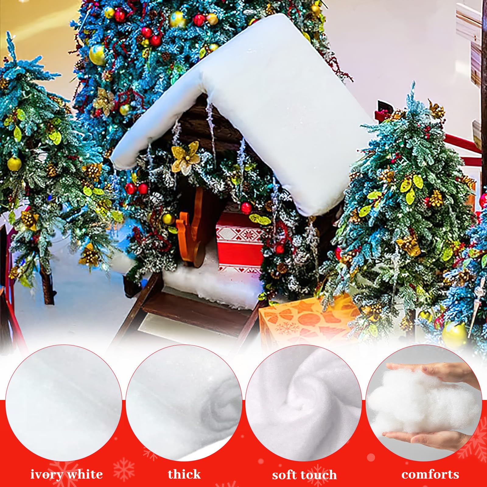Rotolo Neve Artificiale 80x240cm - Coperta Natalizia Per Decorazioni Invernali E Villaggi Di Natale - Foto 4