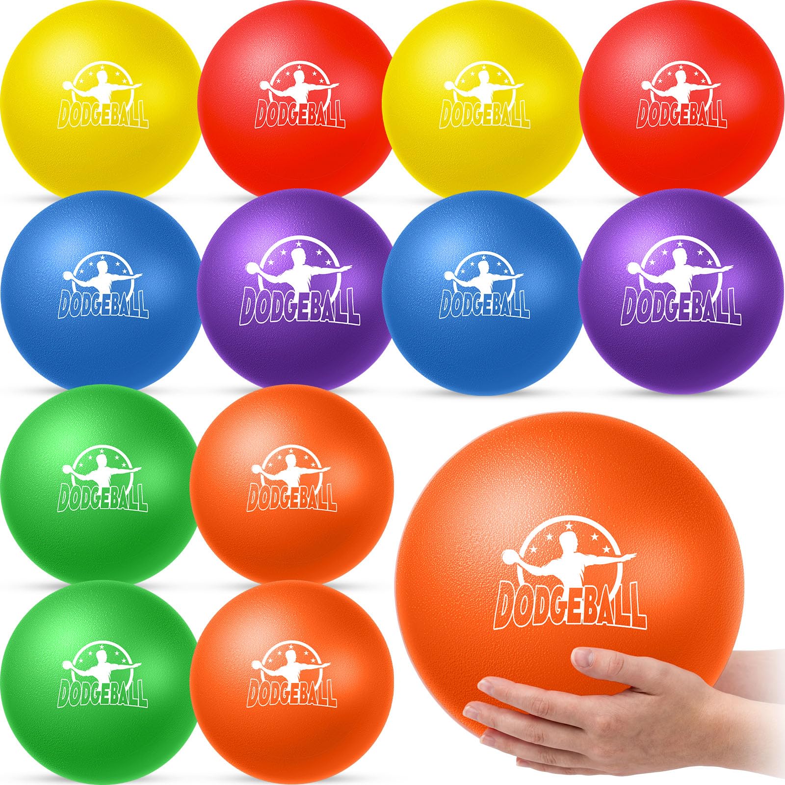 Jerify 12 Pcs 8" Soft Foam Dodgeballs Set for PE &amp; Outdoor Game, Multicolor