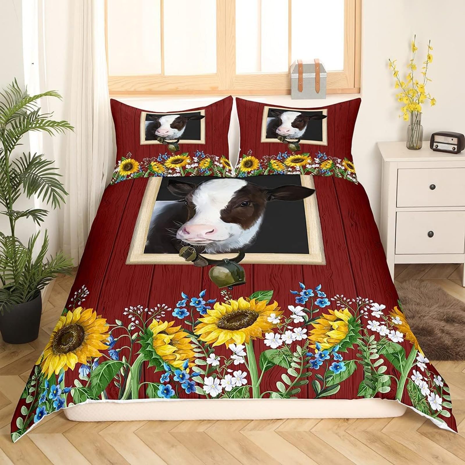 Fgolphd Dandelion Comforter Cover Set Dragonfly Duvet Cover Set for Kids Boys Girls Watercolor Floral Branches Bedding Set Double
