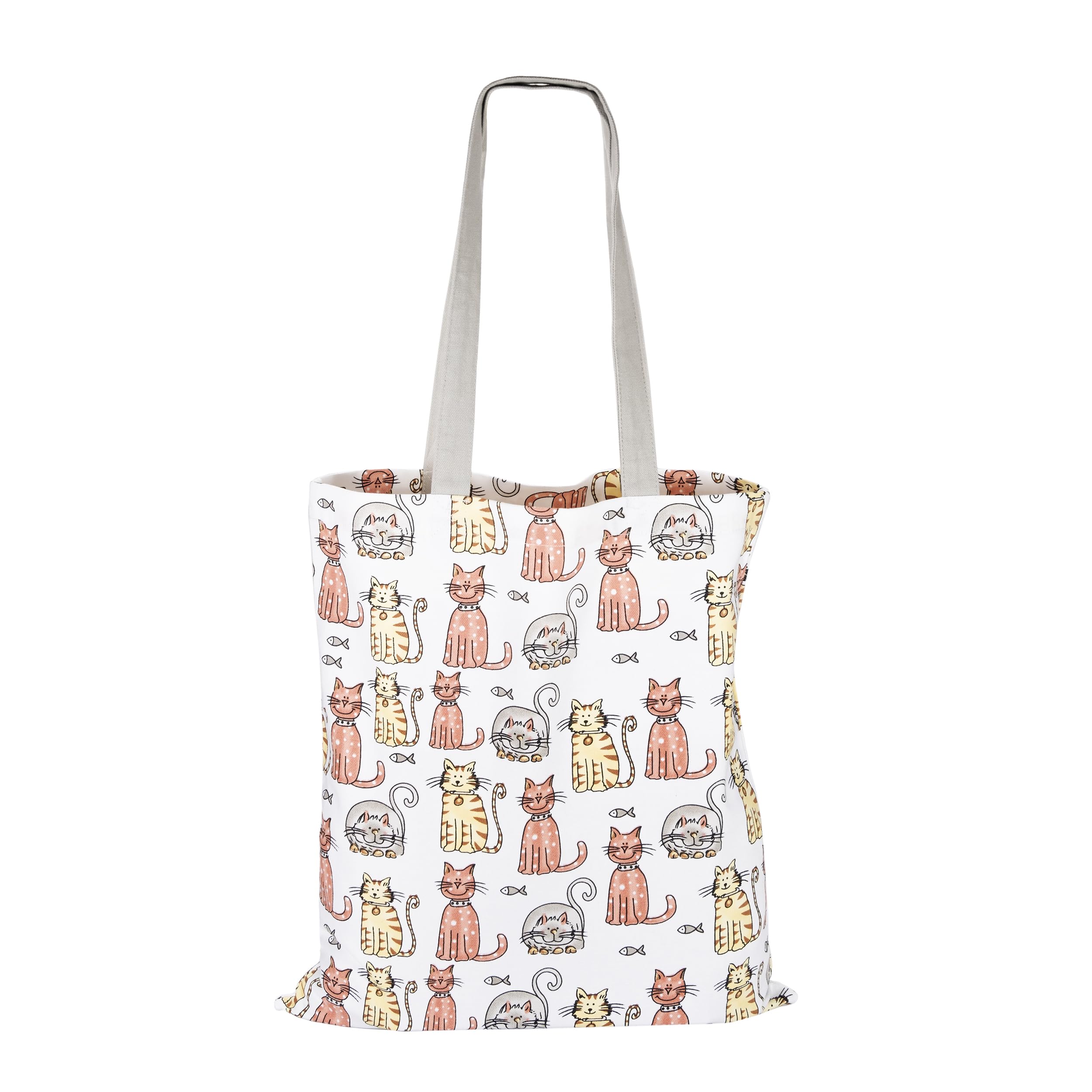 SPOTTED DOG GIFT COMPANY Tote Bag, Wiederverwendbare Einkaufstasche aus Canvas, Tragetasche Damen mit Langen Henkeln, Baumwolle, Faltbar mit Katzenmotiv, Geschenke für Katzenliebhaber 38 x 42 cm