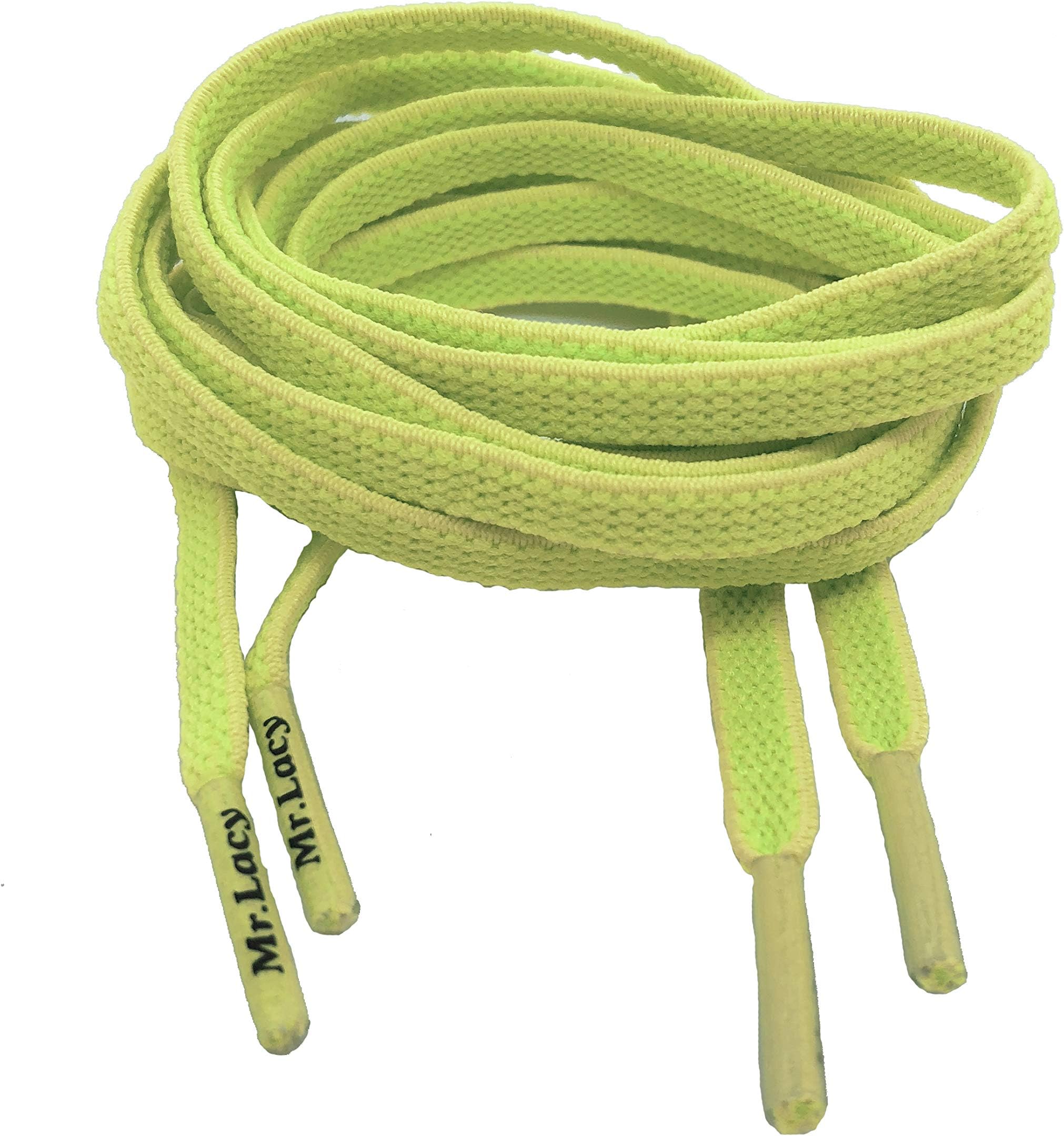 Mr Lacy Flexies Elastic Flexible Shoelaces - Neon Lime Yellow 110cm