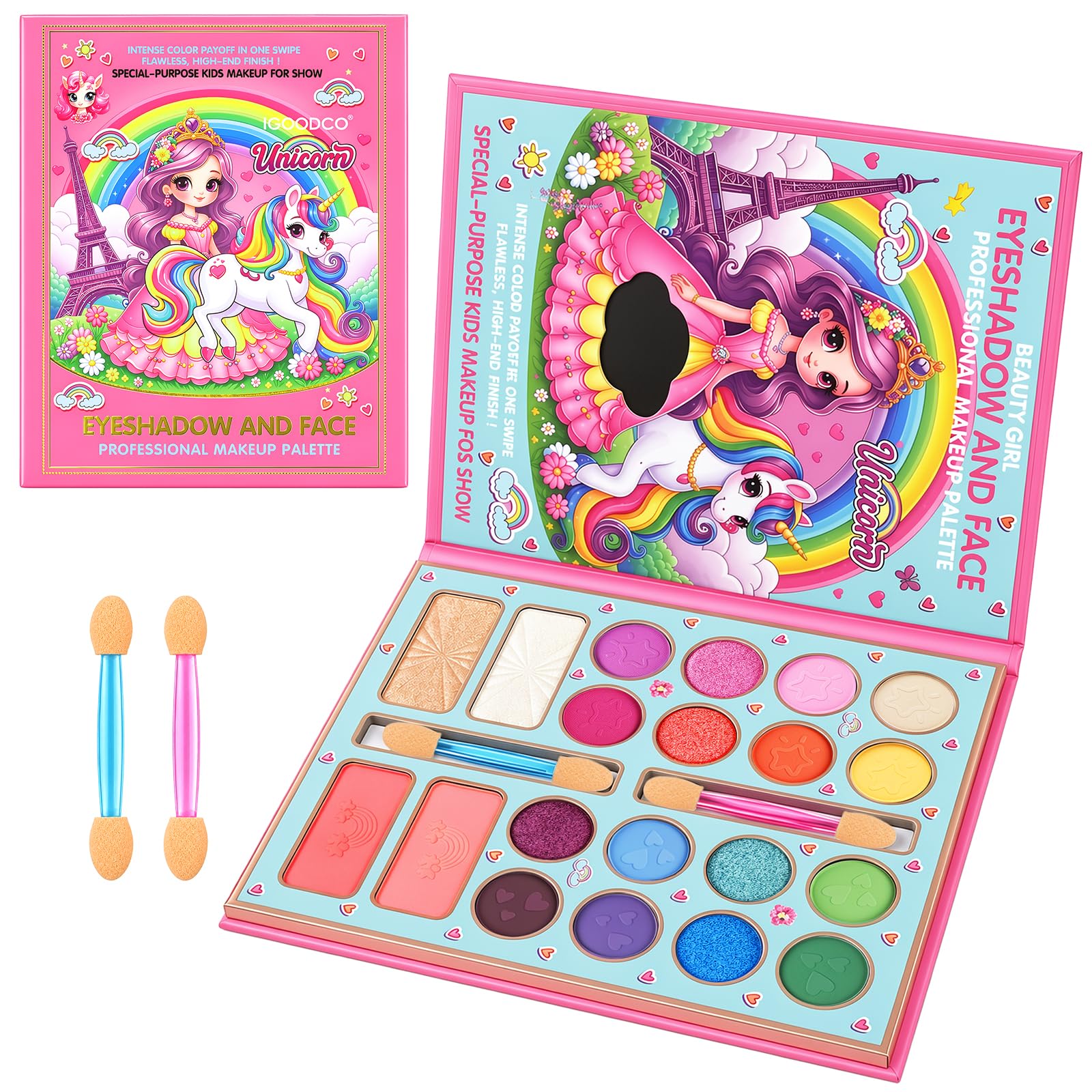 Aomig 20 Colors Makeup Sets for Girls Non-Toxic Princess Make Up Kit