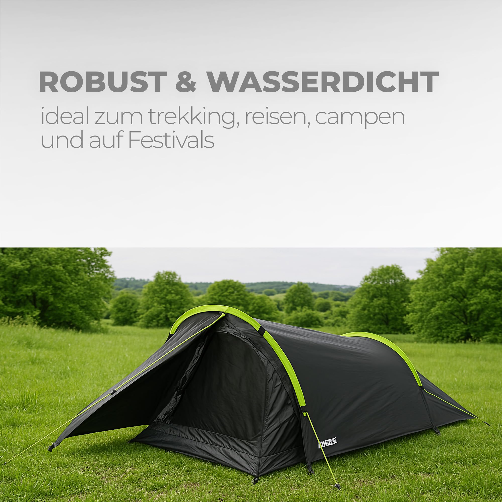 Bestlivings Ultralekki namiot trekkingowy, dla 2 osób, 305 x 135 x 95 cm, namiot tunelowy z przedsionkiem, wodoszczelny, 3000 mm, do trekkingu, na rower, do aktywności na świeżym powietrzu i na