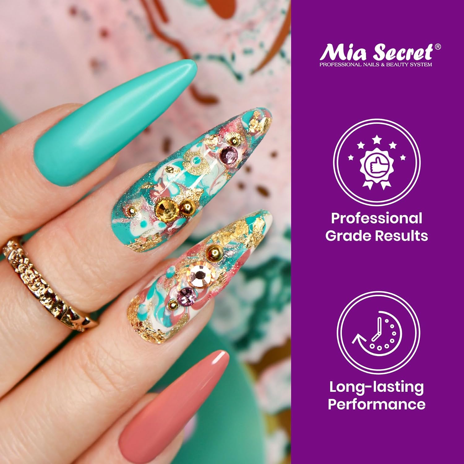 Mia Secret PREMIER NAIL BRUSHES 100% Kolinsky Hair MADE IN USA Prenium Nail Art Brushes (Pink, 10 OR/-2 OR)