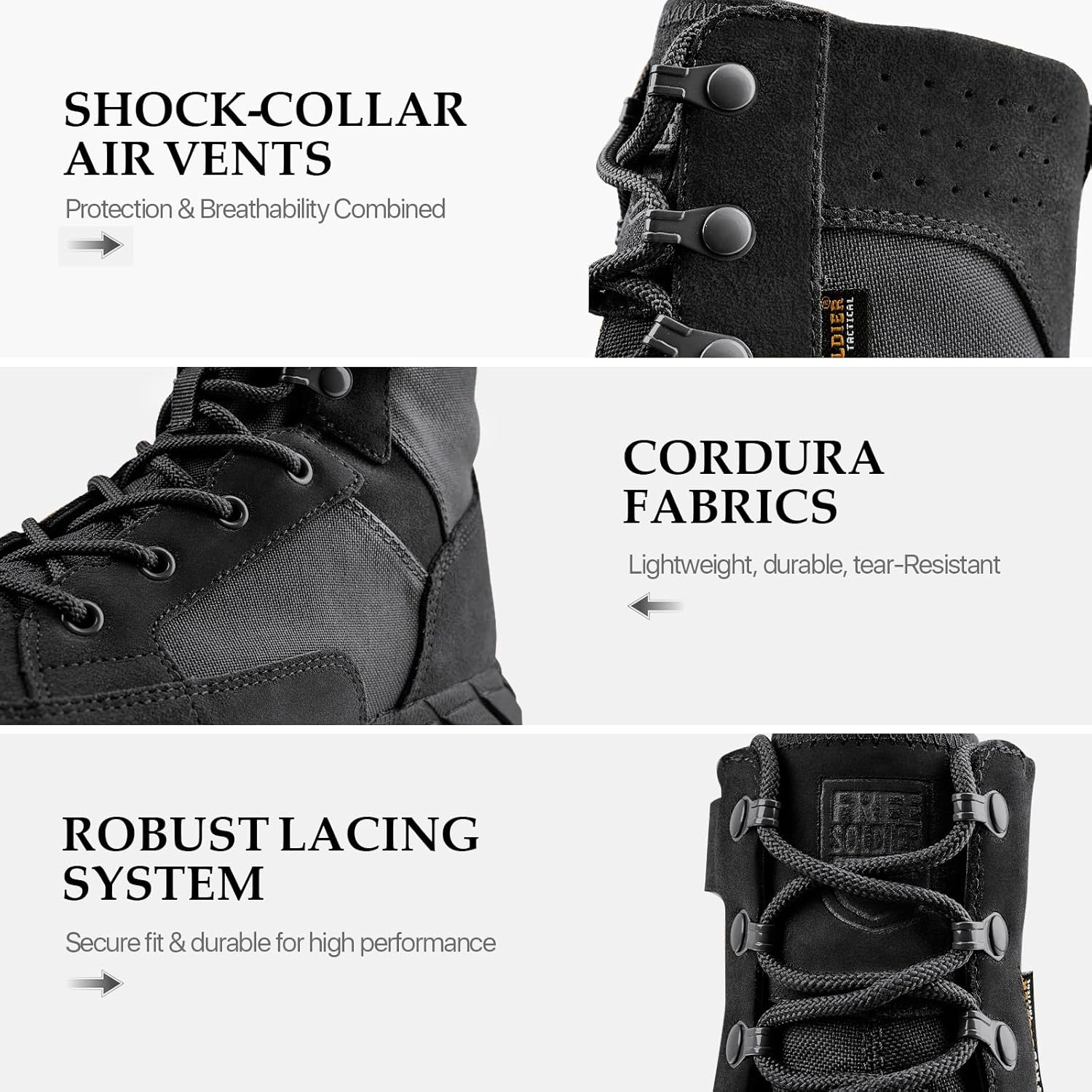 FREE SOLDIER Men's Work Tactical Boots 8 Inches Lightweight Combat Boots Durable Suede Leather Military Boot Desert Boot - Image 6