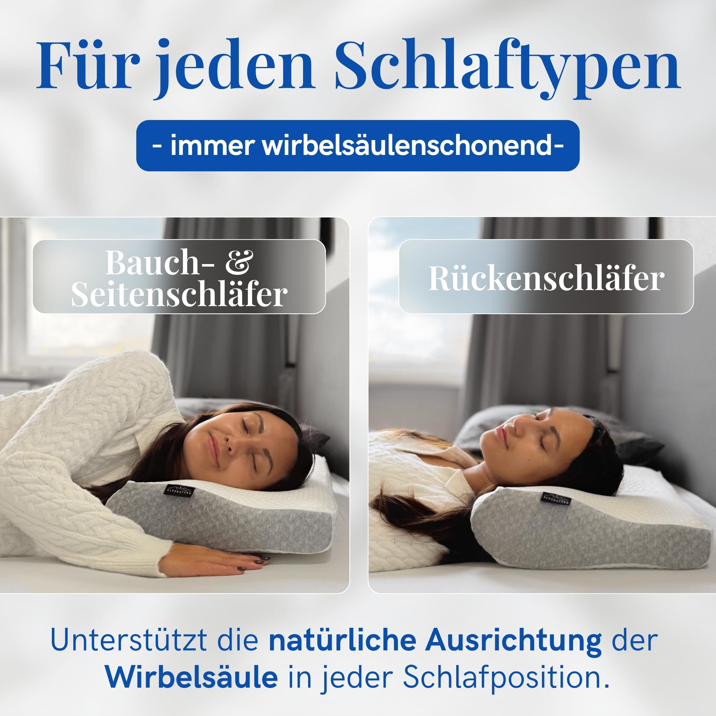 Orthopädisches Nackenstützkissen Memory Foam Kissen Ergonomisches Nackenkissen bei Nackenschmerzen Rücken-, Bauch-, Seitenschläfer Schlafkissen - inkl. Bezug (Kissen)