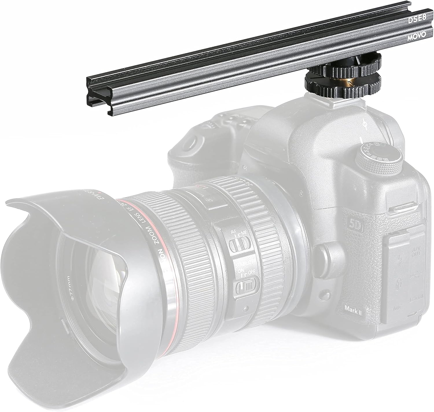 Movo DSE8 Accessory Cold Shoe Metal Extension Bar Bracket for Lights, Monitors, Microphones and