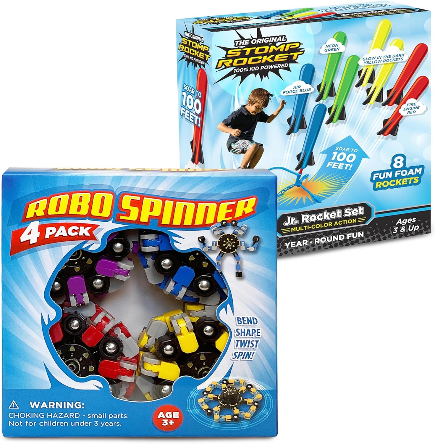 Stomp Rocket Fidget Spinner & STEM Toy Rocket Launcher for Kids - Outdoor Toy Bundle