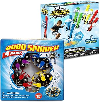 لعبة Stomp Rocket Fidget Spinner & STEM Toy Rocket Launcher للأطفال - مجموعة ألعاب خارجية