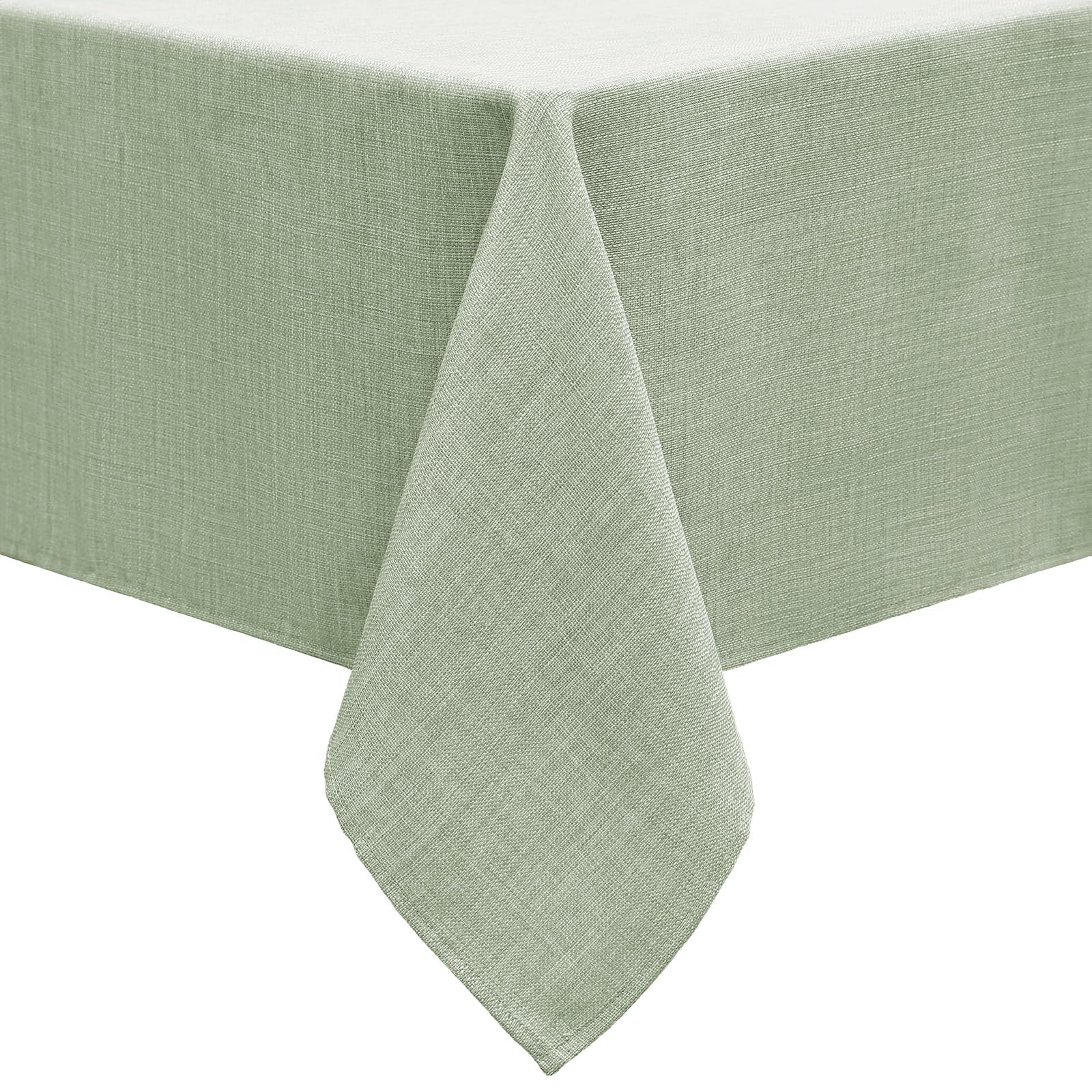 smiry Faux Linen Wipe Clean Table Cloth Rectangular 140x100 cm Sage — image 1