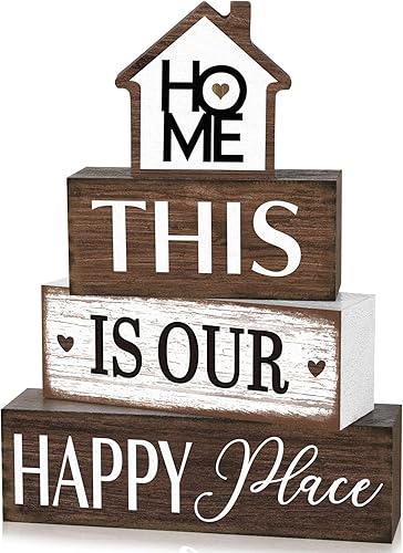 Miniatura 9 de 4 piezas de decoración rústica de mesa de casa de campo, centro de mesa con texto en inglés "This Is Us", letrero para estante de cocina,