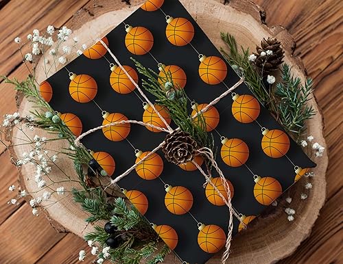 Miniatura 6 de Bonito envoltorio de regalo de baloncesto papel de regalo grueso adorno de Navidad decoración de fiesta navideña rollo de 6 pies x 30 pulgadas
