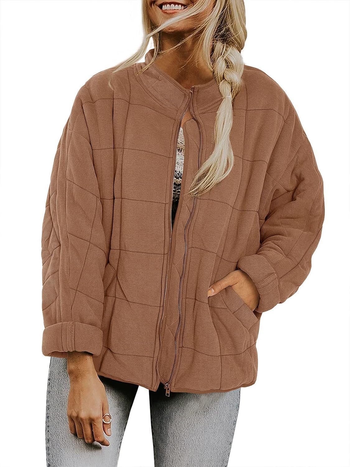 Womens Dolman Lightweight Quilted Jackets Zip Up Long Sleeve Stand Neck Warm Winter Outwears Womens Dolman Lightweight Quilted Jackets Zip Up Long Sleeve Stand Neck Warm Winter Outwears