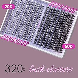 Individual Lashes with bond and seal Lash Remover DIY Lash Extension Kit 320 Pcs Cluster Lashes 10-16mm Natural Light C/D False Eyelashes for Beginner Makeup at Home (20D+50D