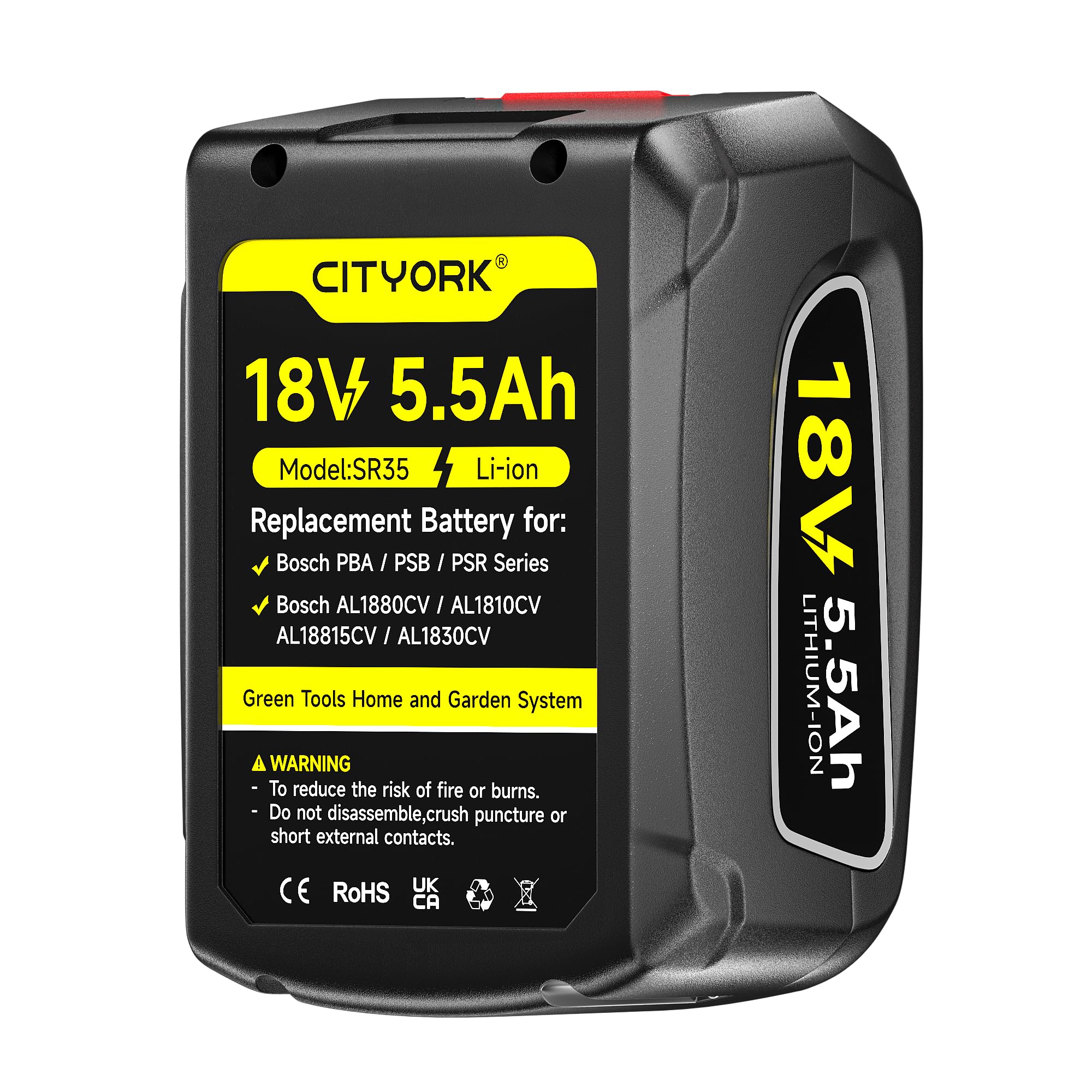 CITYORK Batería de repuesto para Bosch PBA PSB PSR, para herramientas verdes de 18 V Home & Garden & Gardena Gloria 18VSystem AL1880CV AL1810CV AL18815CV AL1830CV (no para Bosch Unlimited Series)