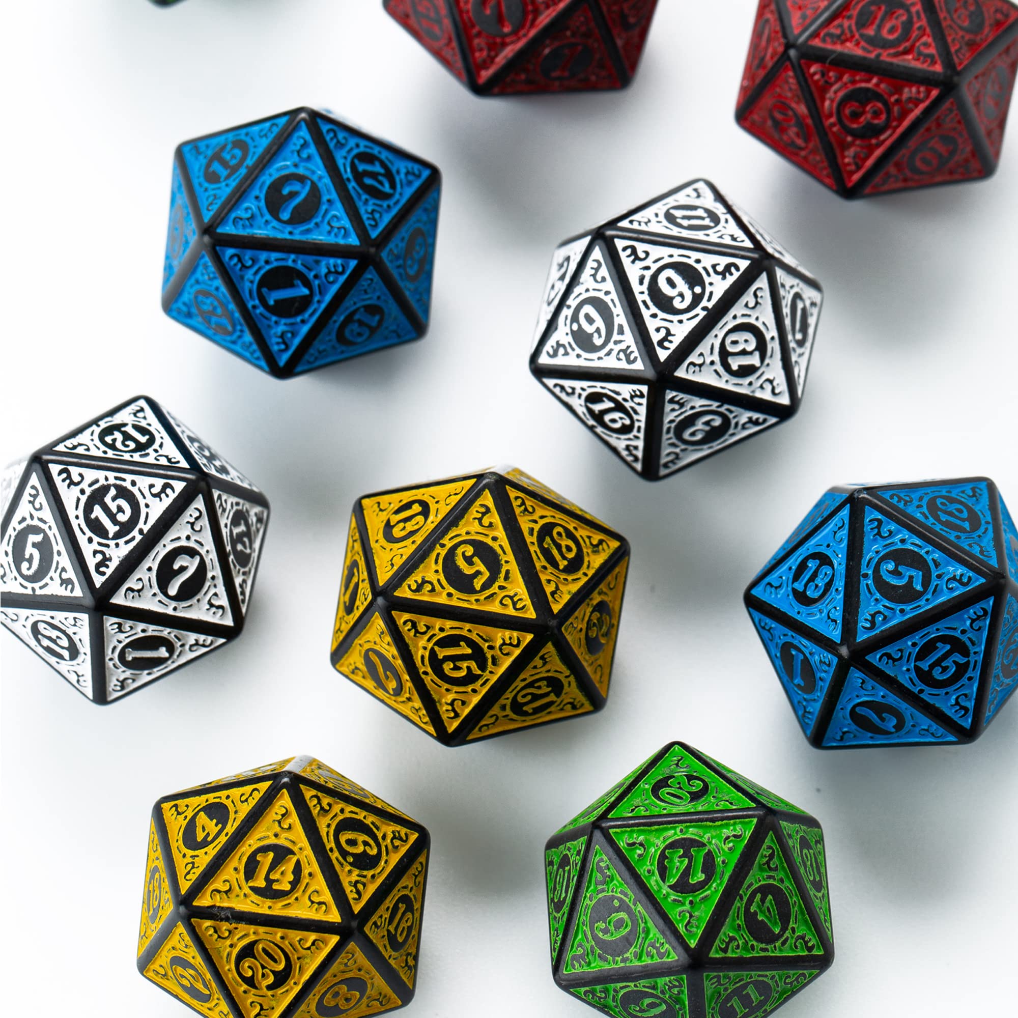 Lot de 10 dés polyédriques D20 pour jeux de table DND RPG MTG