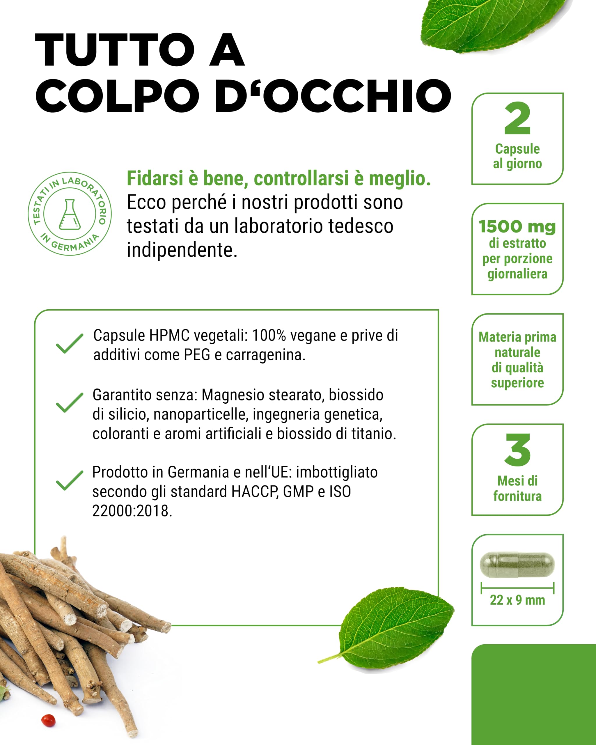 Ashwagandha - 180 capsule con 750 mg di estratto puro - Premium: 10% withanolidi - Alta purezza - Vegan - Altamente dosato - Qualità premium