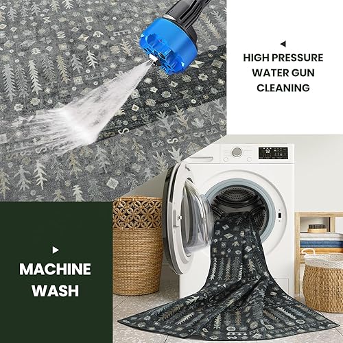 Miniatura 101 de Alfombra abstracta moderna de 3 x 5, antideslizante, resistente a las manchas, lavable, con respaldo de goma, alfombra de suelo que no desprende