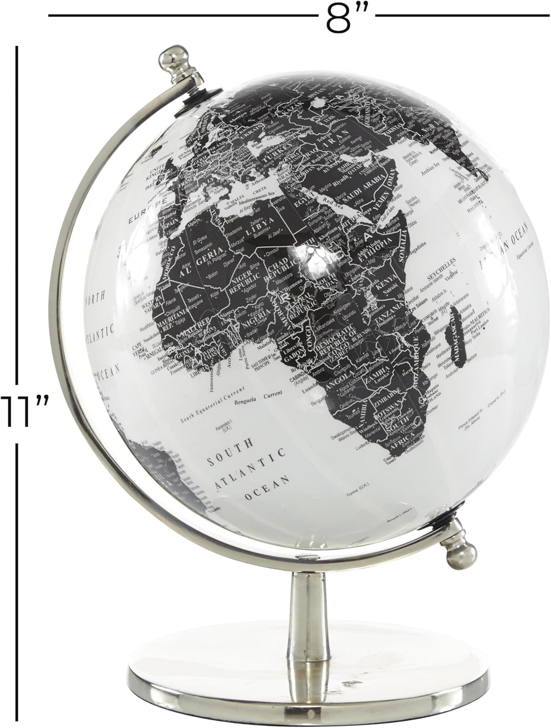 Deco 79 Aluminum Metal Globe , 8" x 8" x 11", White