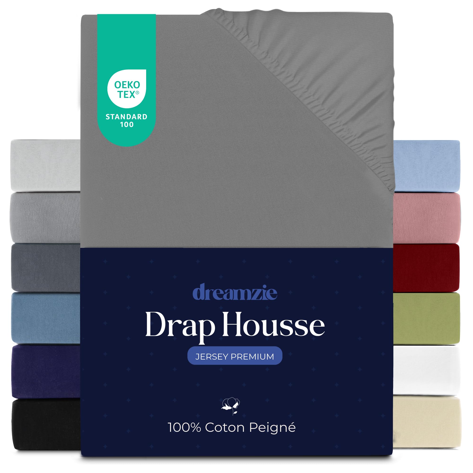 Drap housse jersey 180x200 extensible et hypoallergénique Dreamzie grand bonnet