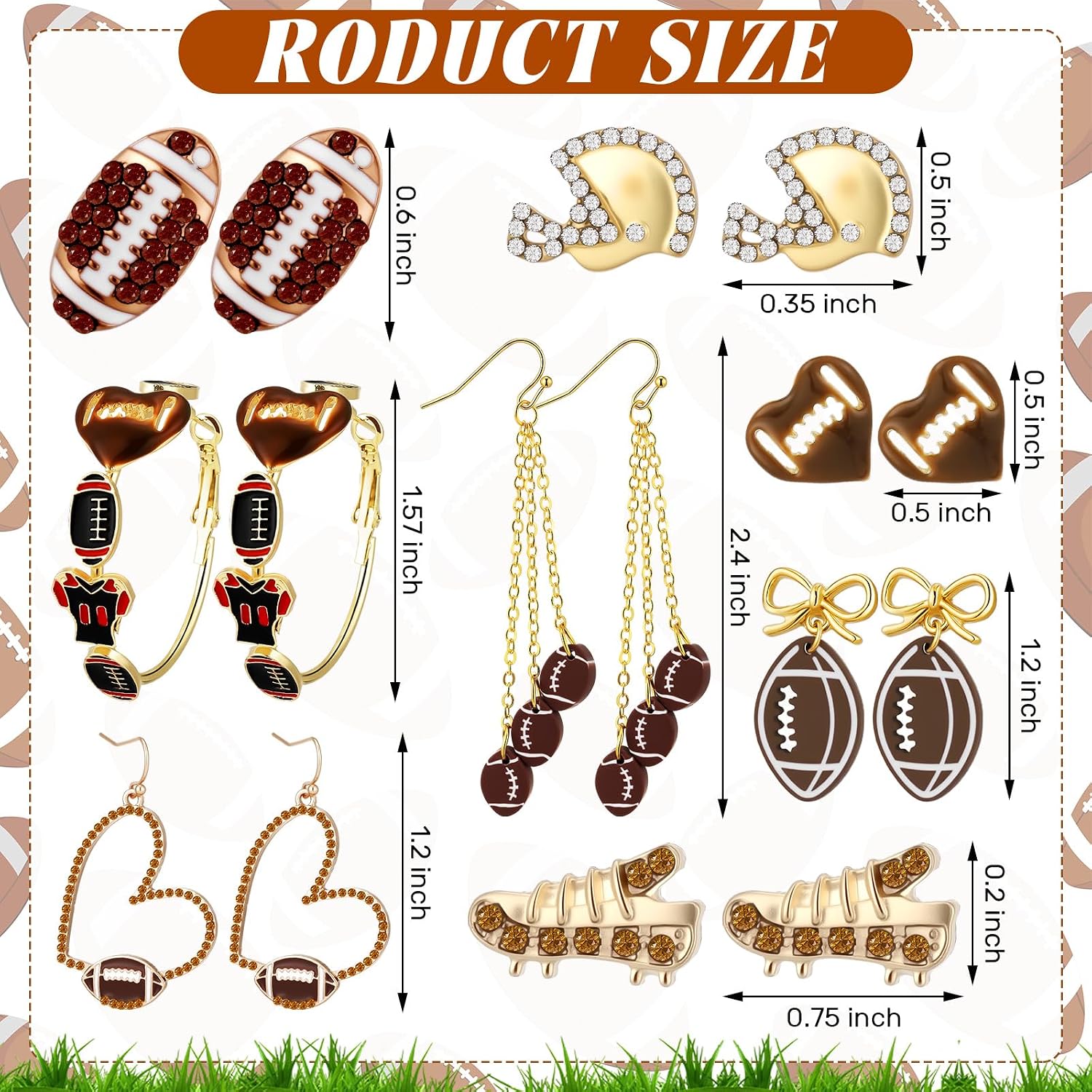 Quelay 8 Pairs Sports Earrings for Women Ball Games image 2