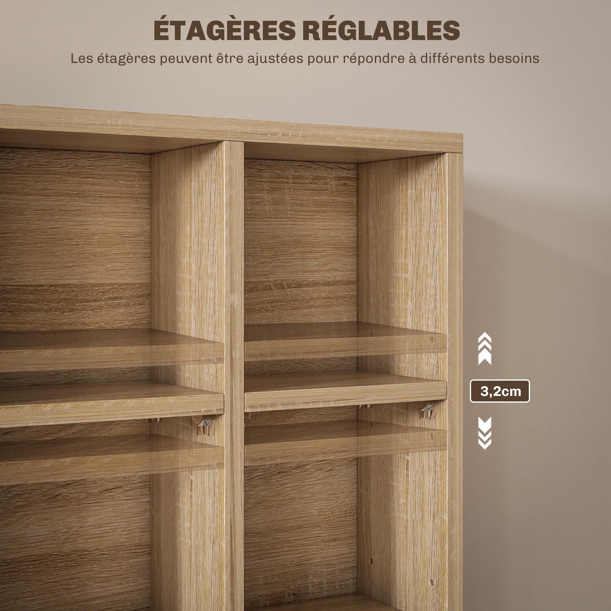 HOMCOM Rangements pour CD et DVD, Meuble de Rangement multimédia avec 24 Compartiments, capacité Max. 456 CD/ 336 DVD, bibliothèque en Bois avec étagères réglables, 89 x 20 x 130,5 cm, Bois Naturel