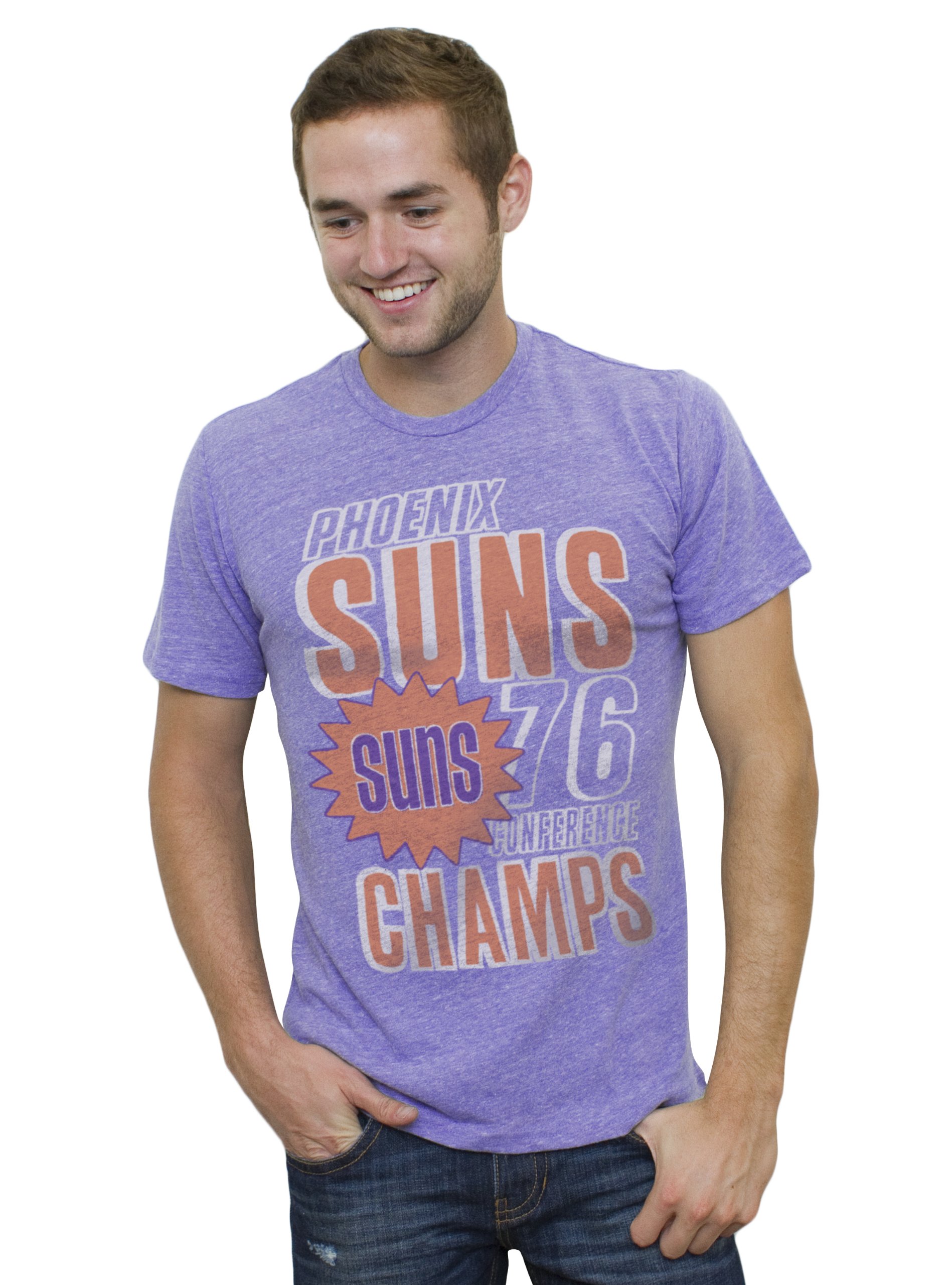 NBA Phoenix Suns Men's Vintage Tri-Blend Short Sleeve Crew T-Shirt, Grape Soda