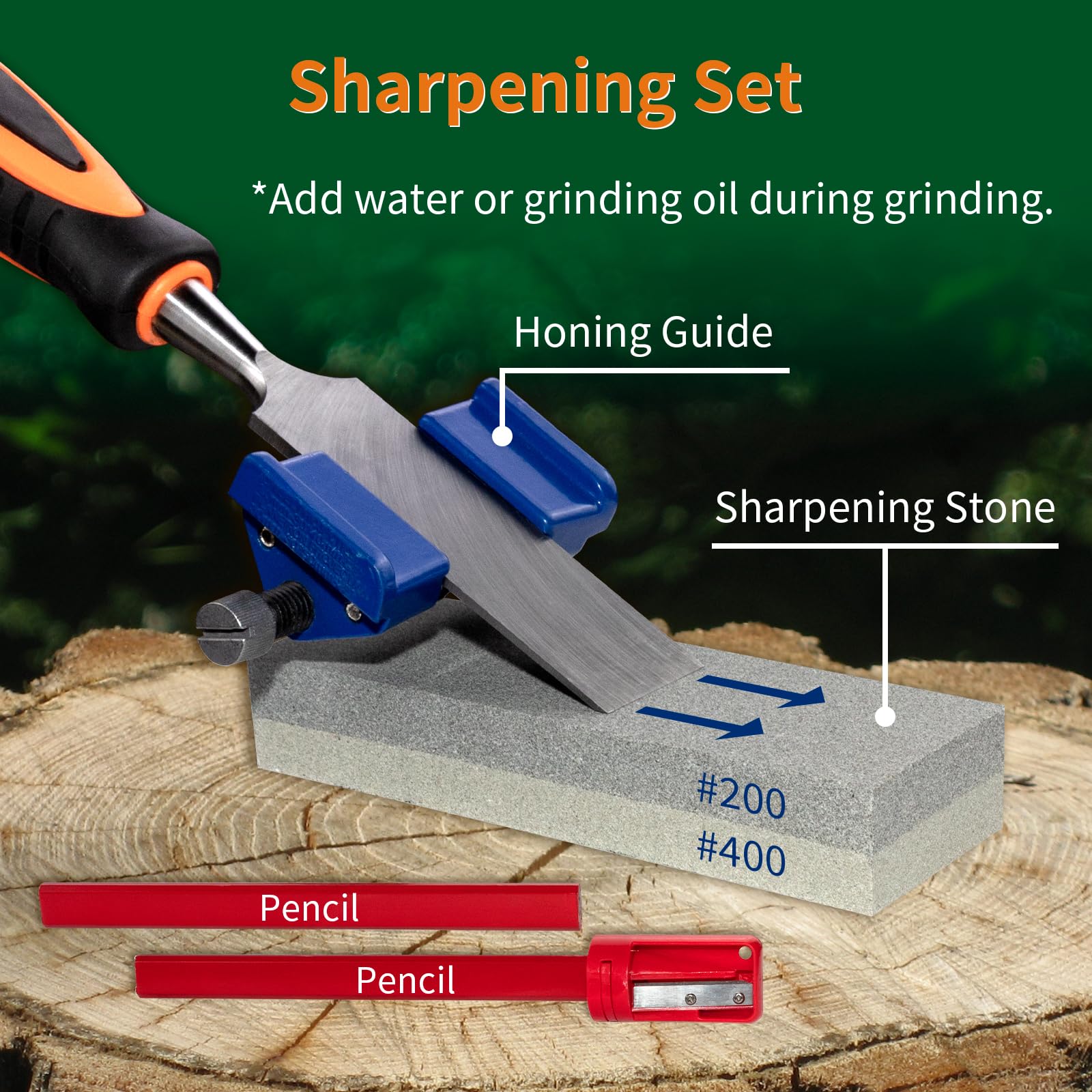 SIIIXS 13pcs Professional Wood Chisel Set, 8pcs Woodworking Chisel Set including 1pcs Honing Guide - Image 4