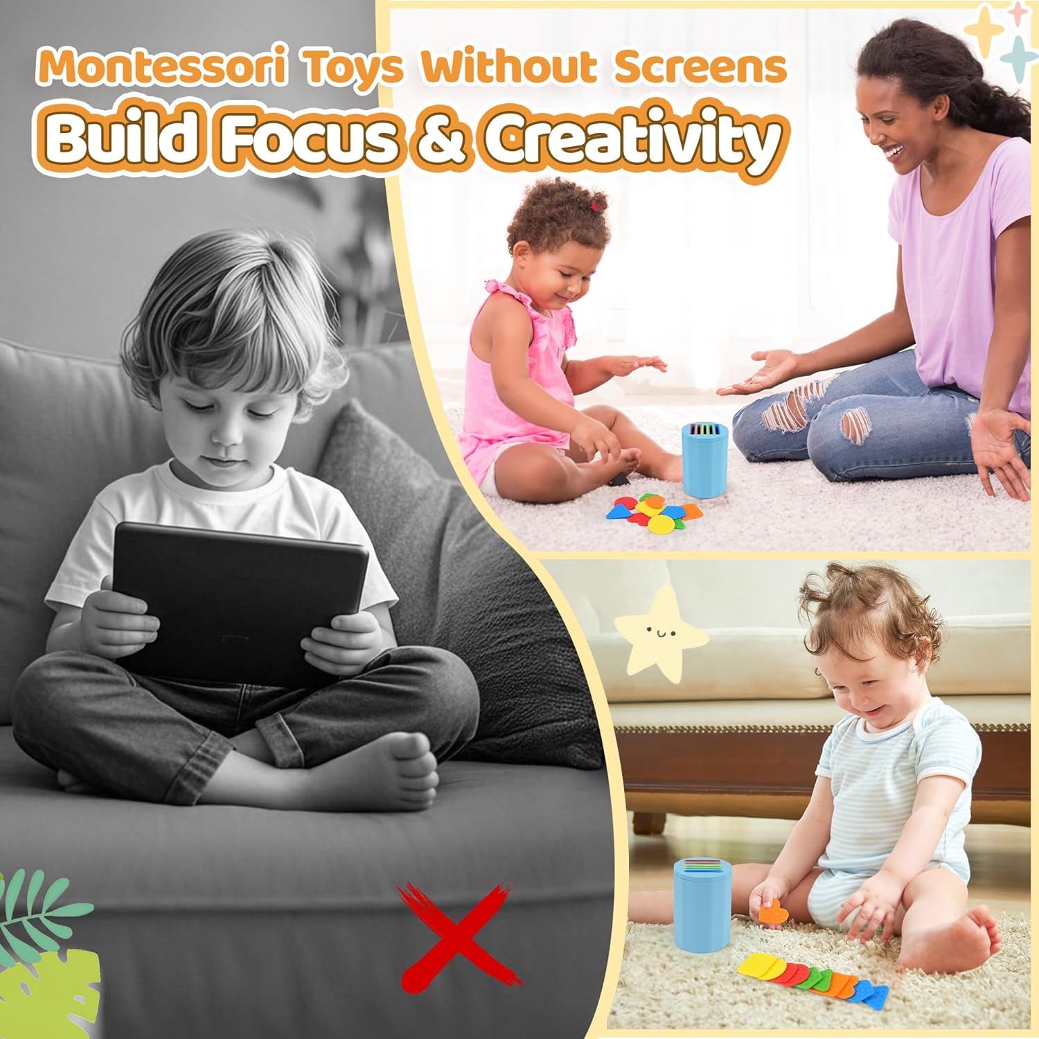 Montessori Toys for Toddlers 1 2 Year Old Girl and Boy, Shape & Color Sorters Sensory Toys for Toddlers 1-3, Montessori Toys 1 2 Year Old (Pieces)