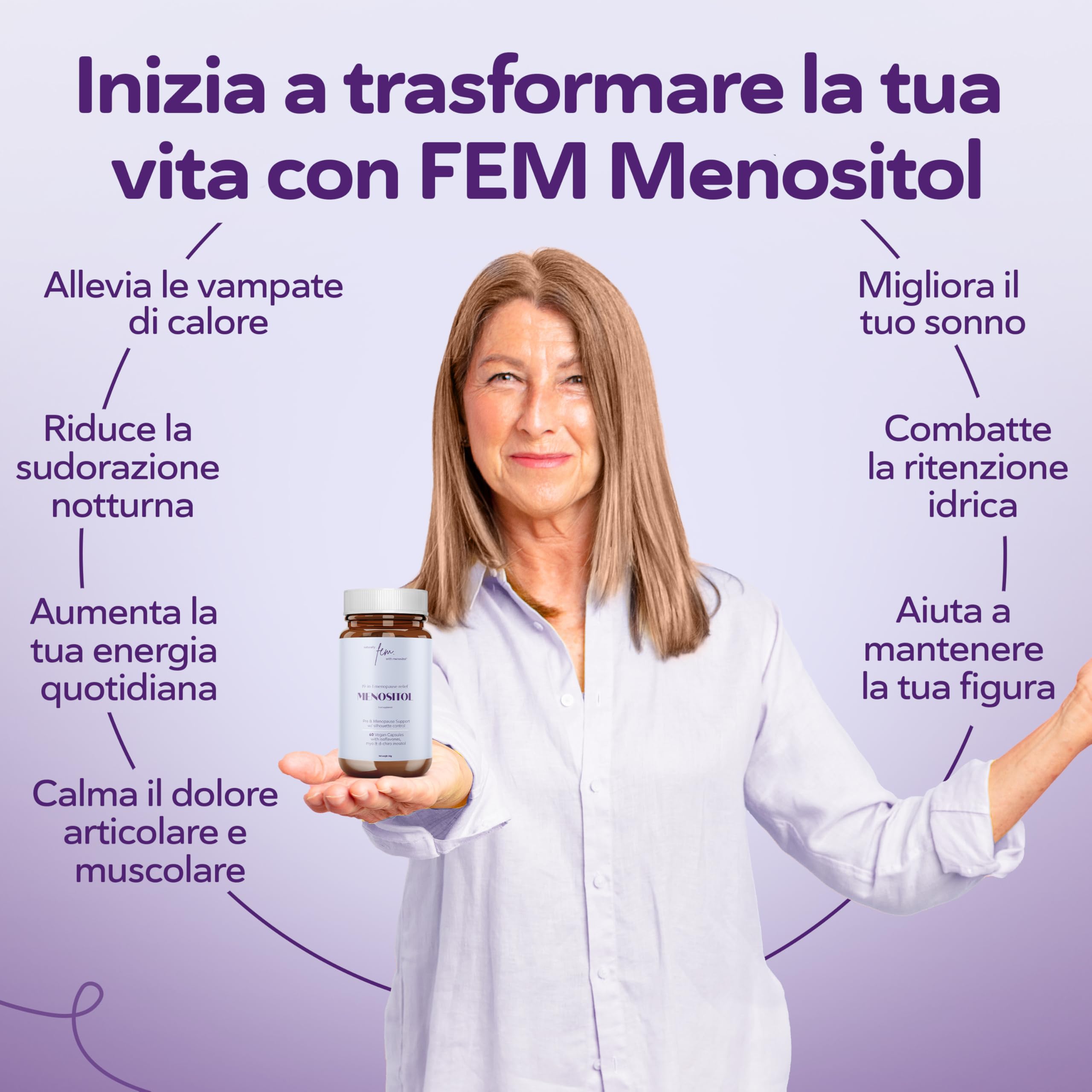 Menopausa Integratore 19-in-1 Menositol | Myo Inositolo e D Chiro Inositolo | Isoflavoni | Controllo Vampate di Calore, Equilibrio Ormonale & Sonno | Naturale per Menopausa